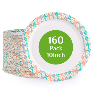 8.375in/ 10in Multicolor Checkered Round Paper Plates - Meals & Parties - FOCUSLINE - JOLLYCHEF