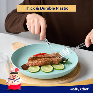 Clear Heavy Duty Disposable Plastic Flatware - Party & Wedding Use - Jolly Chef - JOLLYCHEF