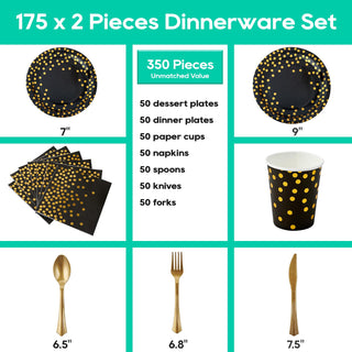 Black and Rose Gold Elegant & BPA - Free Dinnerware Sets - Halloween & Birthday Party - JOLLY PARTY - JOLLYCHEF