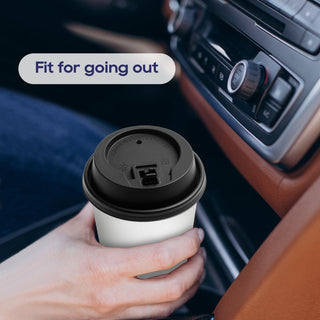 3.54'' Black & White Plastic Lids for 10oz/ 12oz/ 16oz/ 20oz Paper Cups - LITOPAK - JOLLYCHEF