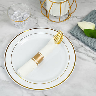 1 - Ply Gold Color Silver Pre Rolled Plastic Silverware - Dinner & Weddings - FOCUSLINE - JOLLYCHEF