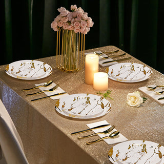White and Gold Plastic Disposable Dinnerware Sets - Birthday & Wedding - Vplus - JOLLYCHEF