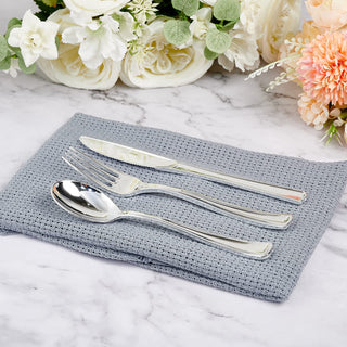 1 - Ply Solid Color Silver Pre Rolled Plastic Silverware - Dinner & Weddings - FOCUSLINE - JOLLYCHEF