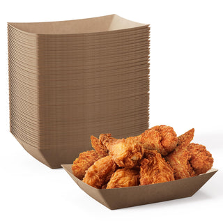 1/4lb / 2lb / 3lb Kraft Brown Paper Food Trays - Snacks & French Fries - JOLLY CHEF - JOLLYCHEF