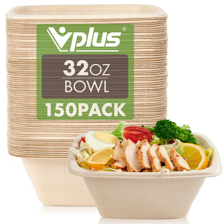 Natural Square Eco - Friendly Compostable Bowls - Snacks & Salads - Vplus - JOLLYCHEF