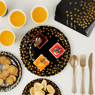 Black and Rose Gold Elegant & BPA - Free Dinnerware Sets - Halloween & Birthday Party - JOLLY PARTY - JOLLYCHEF