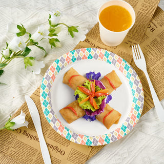 8.375in/ 10in Multicolor Checkered Round Paper Plates - Meals & Parties - FOCUSLINE - JOLLYCHEF