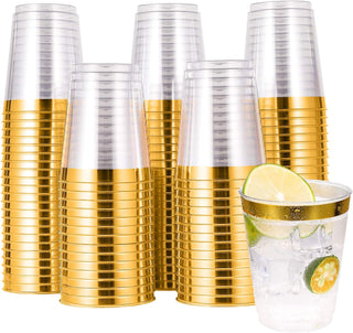 9oz Clear with Gold Rim Standard Plastic Dessert Cups - Weddings & Parties - Jolly Chef - JOLLYCHEF