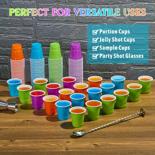 2oz Multicolor Plastic Shot Cups - Tasting & Parties - Lilymicky - JOLLYCHEF