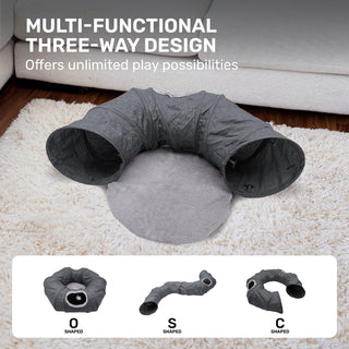3 - Way Durable Cationic Fabric Cat Tunnel - Indoor Play & Resting Spot - Miyoky - JOLLYCHEF