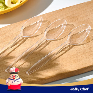 Clear Heavy Duty Disposable Plastic Flatware - Party & Wedding Use - Jolly Chef - JOLLYCHEF