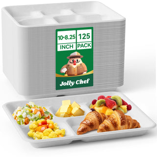 White Rectangle 5 Compartments School Lunch Tray - Picnic & Office Lunch - Jolly Chef - JOLLYCHEF