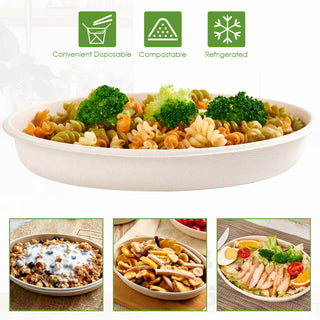 26oz Natural Round Eco - Friendly Compostable Bowls - Party & Picnic Use - Vplus - JOLLYCHEF