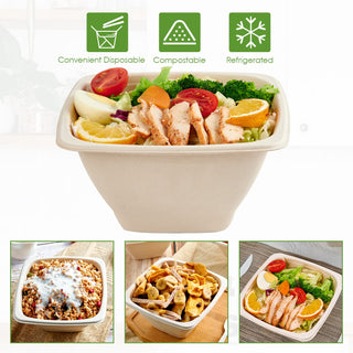 Natural Square Eco - Friendly Compostable Bowls - Snacks & Salads - Vplus - JOLLYCHEF