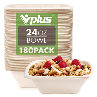 Natural Square Eco - Friendly Compostable Bowls - Snacks & Salads - Vplus - JOLLYCHEF