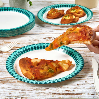 8.375in Green and Black Pattern paper plates - Dinner Parties & Themed Events - JOLLY PARTY - JOLLYCHEF