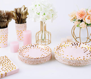 Pink, Rose Gold Disposable Dinnerware Set - Holiday Parties & Birthdays - JOLLY PARTY - JOLLYCHEF