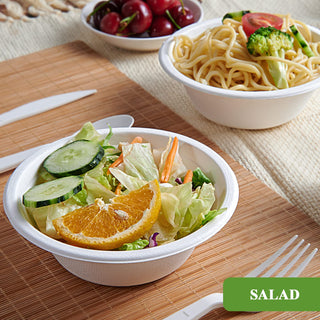 12oz White Narrow Mouth Compostable Bowls - Hot & Cold Foods - Vplus - JOLLYCHEF