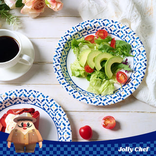8.5/10 Inch Blue Geometric Heavy Duty Disposable Paper Plates – Parties & Catering - Jolly Chef - JOLLYCHEF