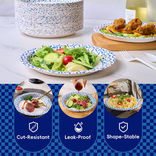 8.5/10 Inch Blue Geometric Heavy Duty Disposable Paper Plates – Parties & Catering - Jolly Chef - JOLLYCHEF