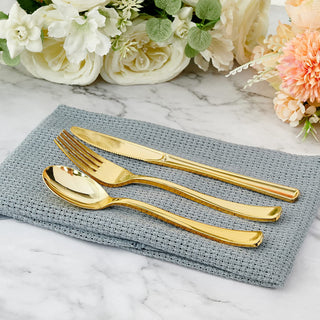 1 - Ply Gold Color Silver Pre Rolled Plastic Silverware - Dinner & Weddings - FOCUSLINE - JOLLYCHEF