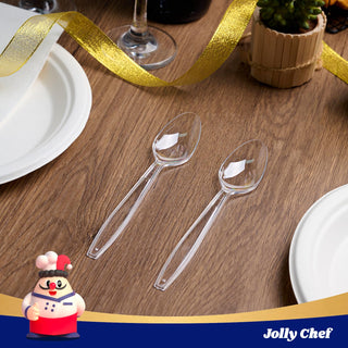 Clear Heavy Duty Disposable Plastic Flatware - Party & Wedding Use - Jolly Chef - JOLLYCHEF