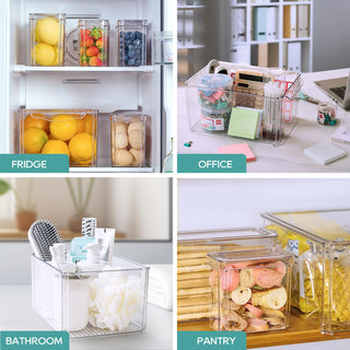 6 Pack / 8 Pack Clear Stackable Plastic Storage Containers - Kitchen & Fridge Organization - MUCHII - JOLLYCHEF