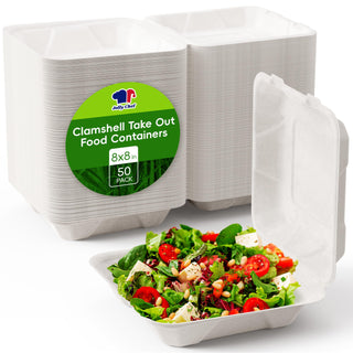White Microwave - Safe Take Out Compostable Food Containers with Lids - Catering & Picnics - Jolly Chef - JOLLYCHEF