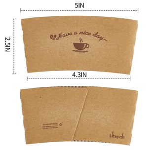 Pattern Kraft Paper Coffee Cup Sleeves for 10 oz - 20 oz Paper Cups - LITOPAK - JOLLYCHEF