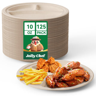 9in/ 10in Brown Round 3 Compartment Plates - Party & BBQ - Jolly Chef - JOLLYCHEF