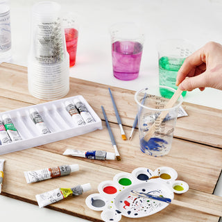 8oz Clear  Plastic Measuring Cups with Stirrers - Baking & Paint Mixing - Lilymicky - JOLLYCHEF