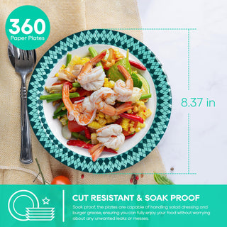 8.375in Green and Black Pattern paper plates - Dinner Parties & Themed Events - JOLLY PARTY - JOLLYCHEF