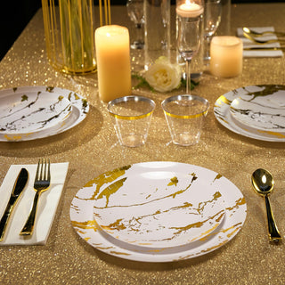 White and Gold Plastic Disposable Dinnerware Sets - Birthday & Wedding - Vplus - JOLLYCHEF