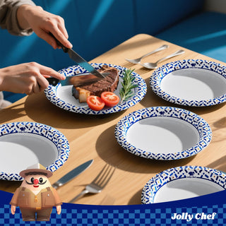 8.5/10 Inch Blue Geometric Heavy Duty Disposable Paper Plates – Parties & Catering - Jolly Chef - JOLLYCHEF