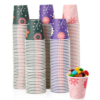 3oz Purple & Green Floral Pattern Paper Dessert Cups - Cupcake & Party - TV TOPVALUE - JOLLYCHEF