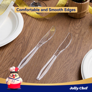 Clear Heavy Duty Disposable Plastic Flatware - Party & Wedding Use - Jolly Chef - JOLLYCHEF