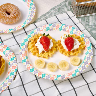 8.375in/ 10in Multicolor Checkered Round Paper Plates - Meals & Parties - FOCUSLINE - JOLLYCHEF