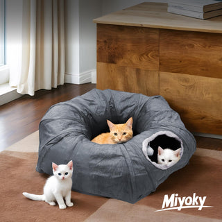 3 - Way Durable Cationic Fabric Cat Tunnel - Indoor Play & Resting Spot - Miyoky - JOLLYCHEF