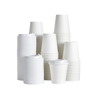 Multiple Size White Paper Coffee Cups with Lids - Hot/Cold Beverage Drinking & Home - Jolly Party - JOLLYCHEF