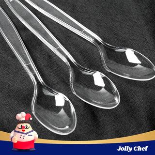 Clear Heavy Duty Disposable Plastic Flatware - Party & Wedding Use - Jolly Chef - JOLLYCHEF