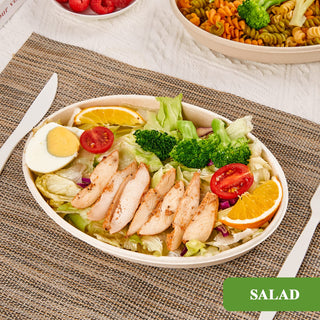 26oz Natural Round Eco - Friendly Compostable Bowls - Party & Picnic Use - Vplus - JOLLYCHEF