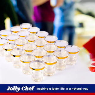 9oz Clear with Gold Rim Standard Plastic Dessert Cups - Weddings & Parties - Jolly Chef - JOLLYCHEF