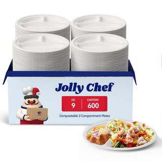 9in/ 10in White Round 3 Compartment Plates - Parties & Family Gatherings - Jolly Chef - JOLLYCHEF