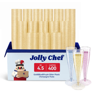 4.5oz Gold Glitter PS Plastic Dessert Cup - Plastic Champagne Flutes & Wedding - Jolly Chef - JOLLYCHEF