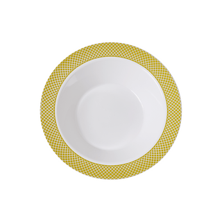 12oz White with Gold Rim Wide Rim Plastic Bowls - Party & Wedding - Jolly Chef - JOLLYCHEF