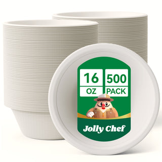 16 oz Heavy Duty White Compostable Disposable Dog Bowls - Pet Travel & Picnic - JOLLY CHEF - JOLLYCHEF