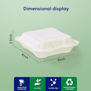 White 3 - Compartment Microwave - Safe Compostable Take Out Food Containers with Lids - Office Lunches & Picnics – Jolly Chef - JOLLYCHEF