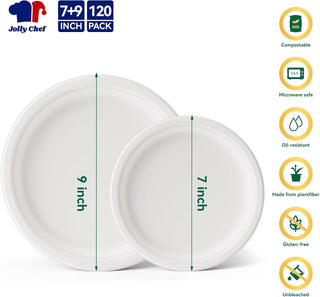 White Round Compostable Plate Set - Party & Wedding - Jolly Chef - JOLLYCHEF