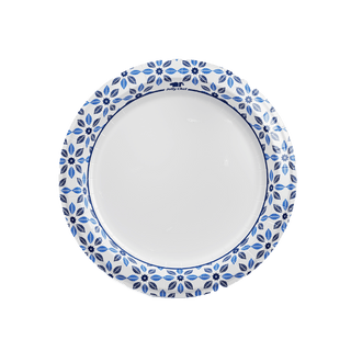 8.375in/ 10in Blue Leaf Pattern Round Durable & BPA - Free Paper Plates - Party & BBQ - Jolly Chef - JOLLYCHEF