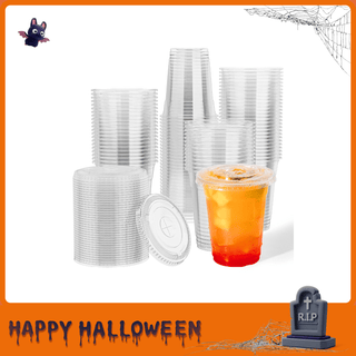 Multiple Sizes Clear Heavy Duty PET Plastic Cups with Flat Lids - Christmas & Party - Jolly Chef - JOLLYCHEF